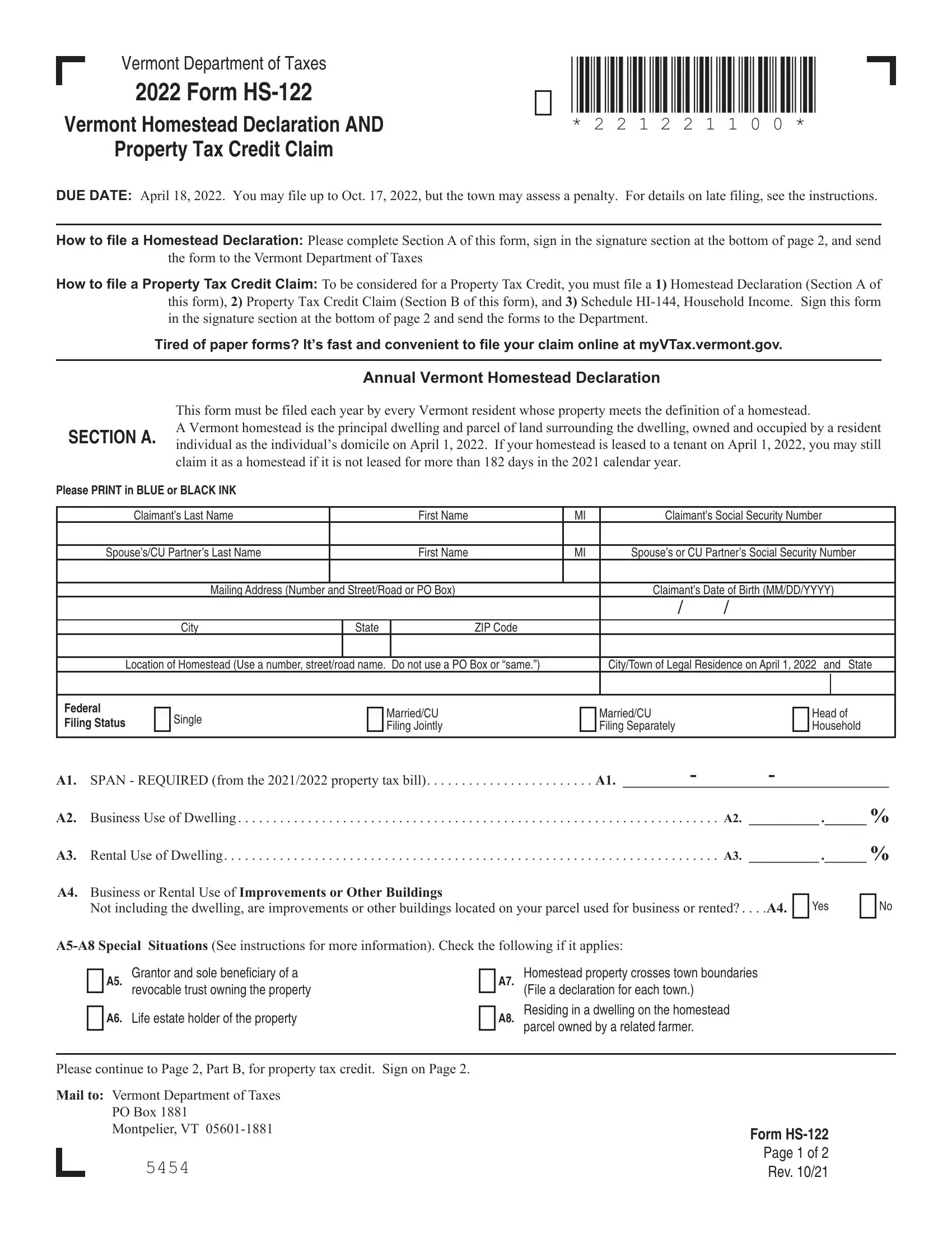 Form Hs 122 ≡ Fill Out Printable PDF Forms Online