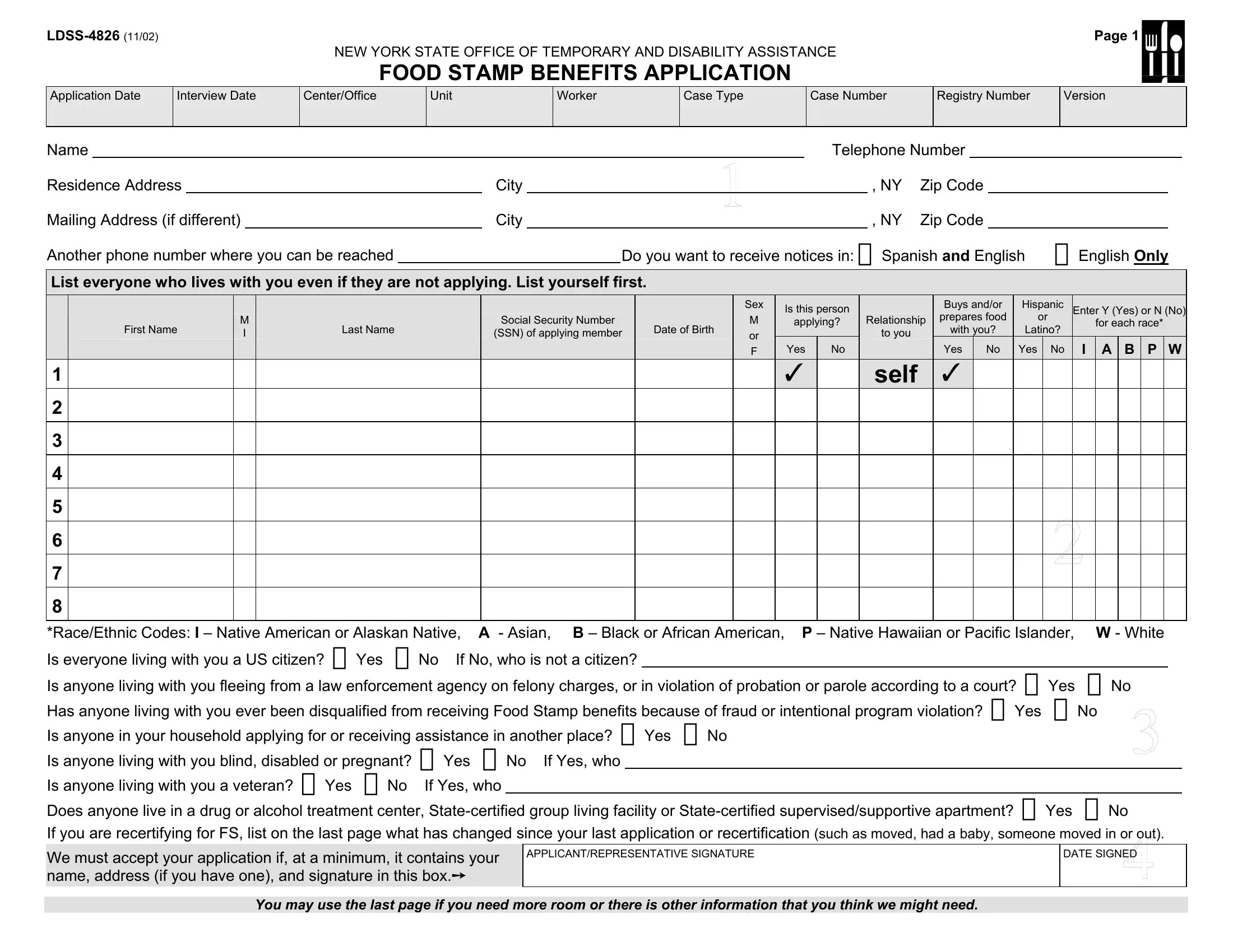 Application PDF Forms Fillable and Printable