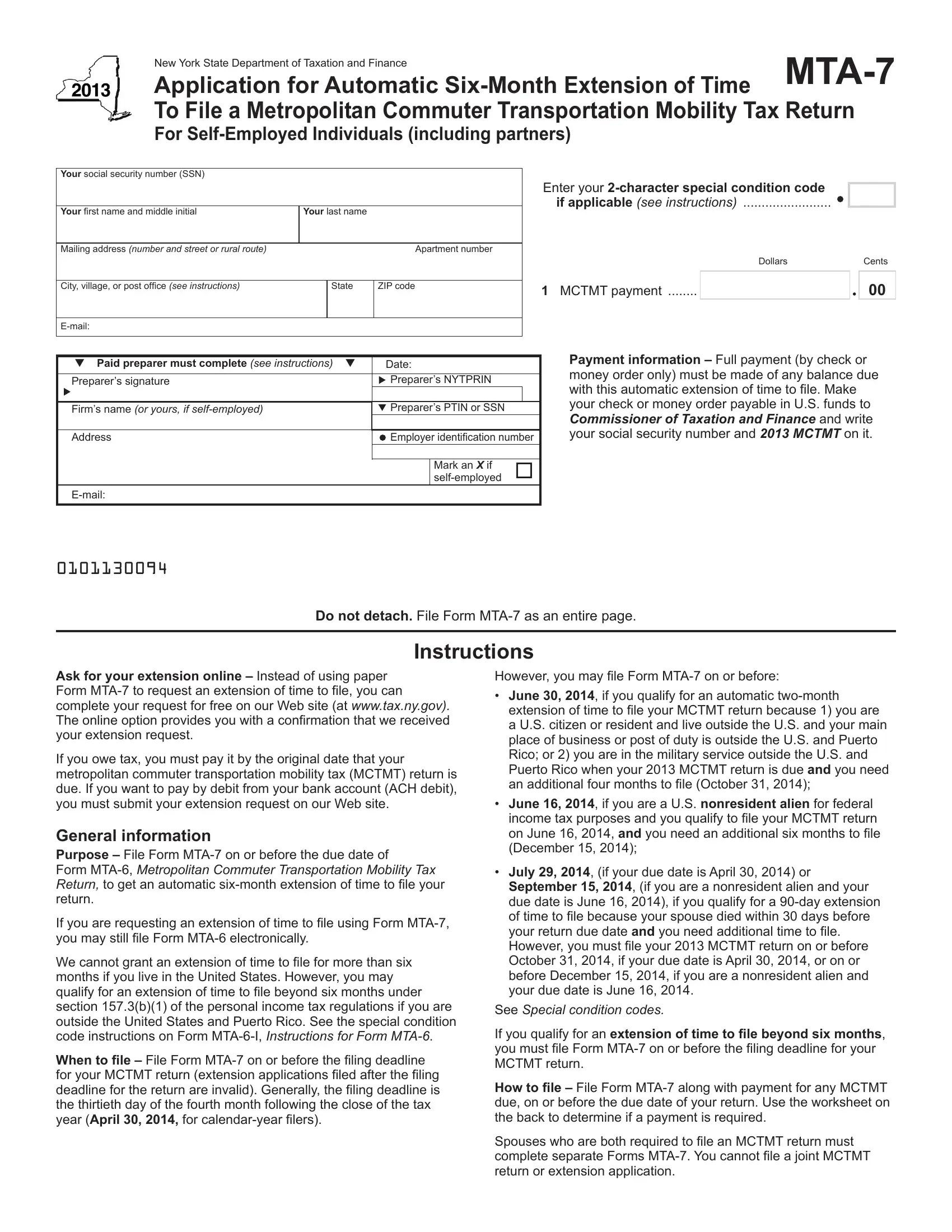 Form Mta 7 ≡ Fill Out Printable PDF Forms Online