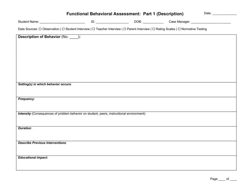 Functional Behavioral Assessment PDF Form FormsPal