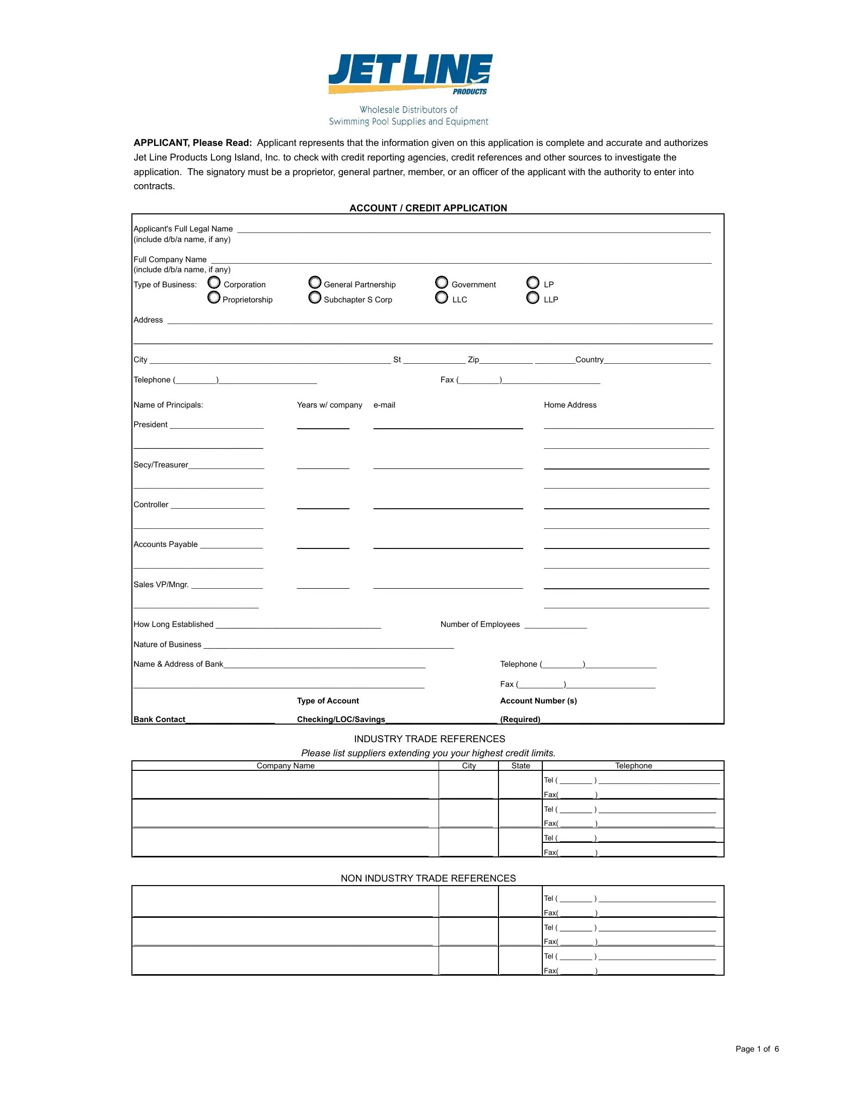 Jet Account Application Form ≡ Fill Out Printable PDF Forms Online