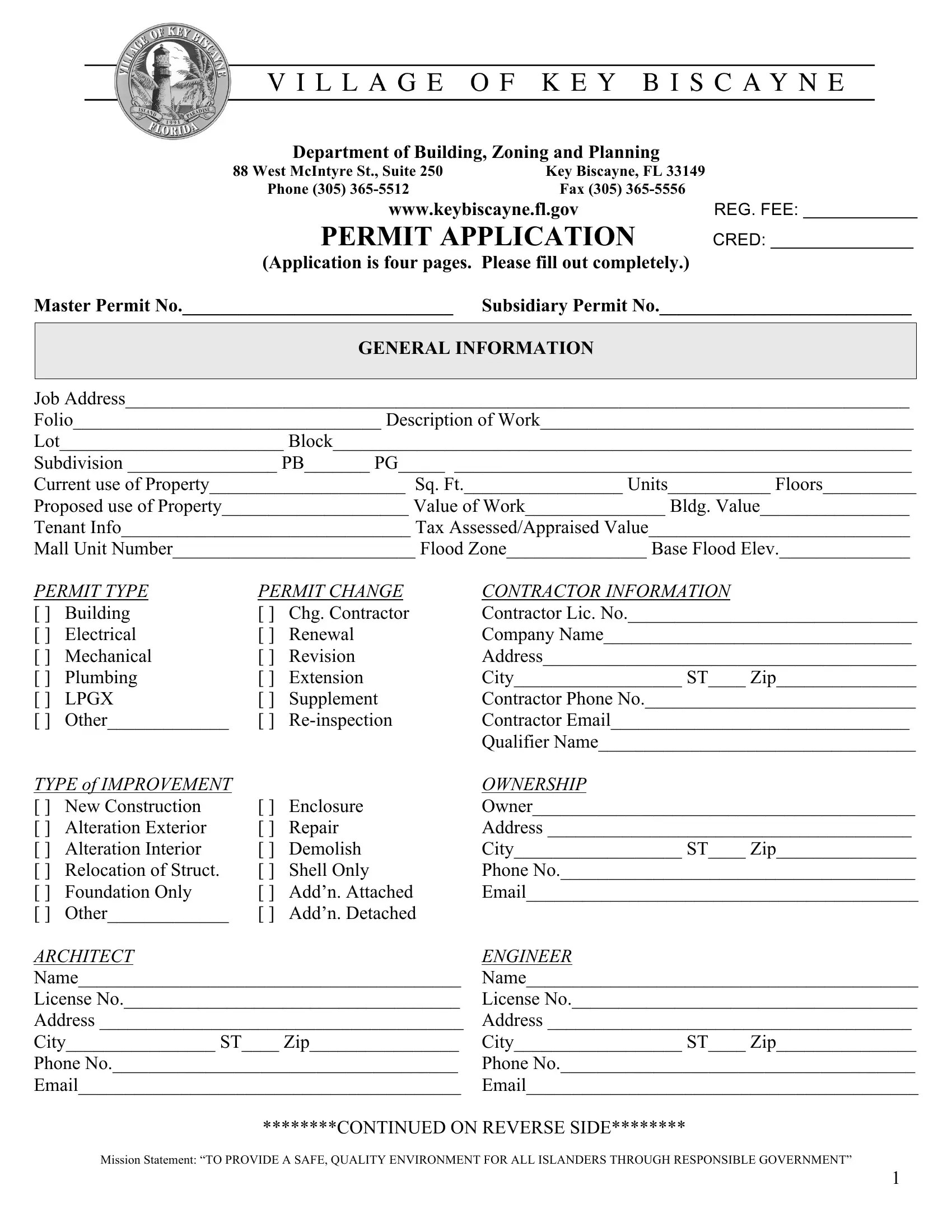Key Biscayne Building Permit Application PDF Form FormsPal