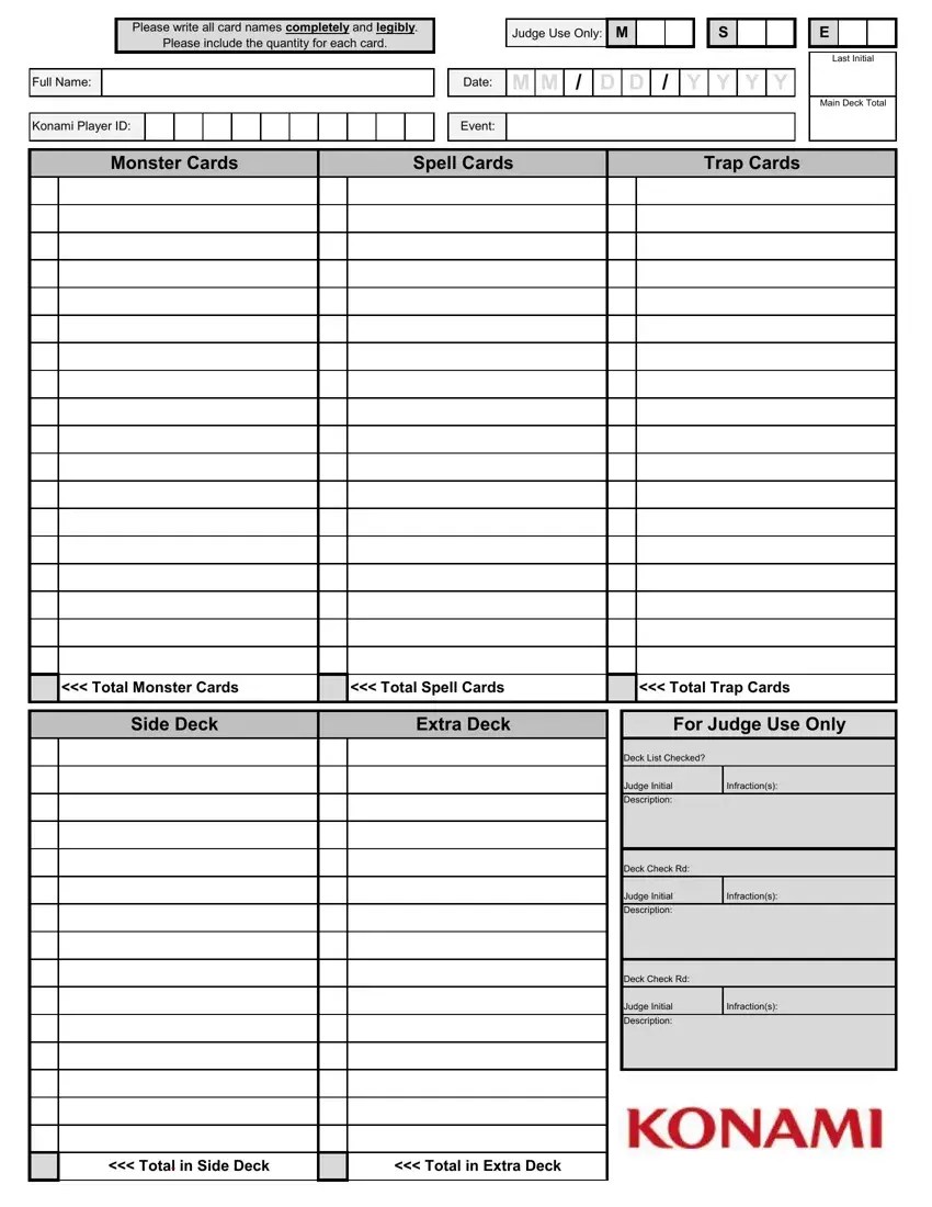 Konami Decklist Form ≡ Fill Out Printable PDF Forms Online