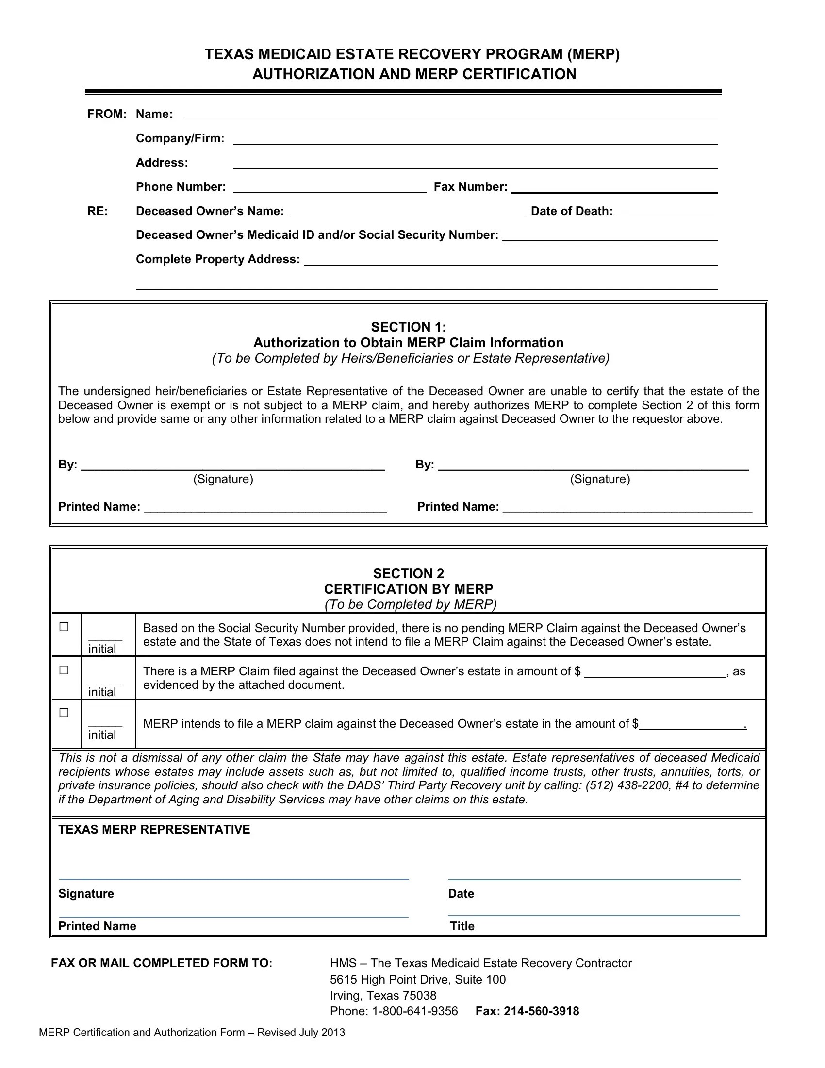 Merp Certification Form ≡ Fill Out Printable PDF Forms Online
