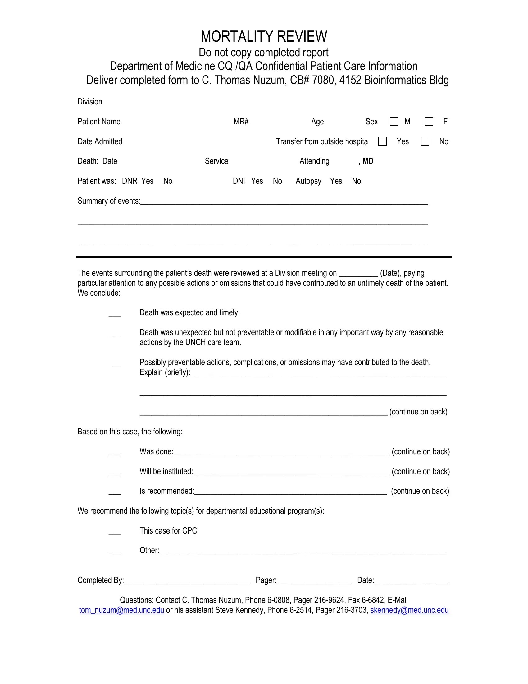 Mortality Review Form ≡ Fill Out Printable PDF Forms Online