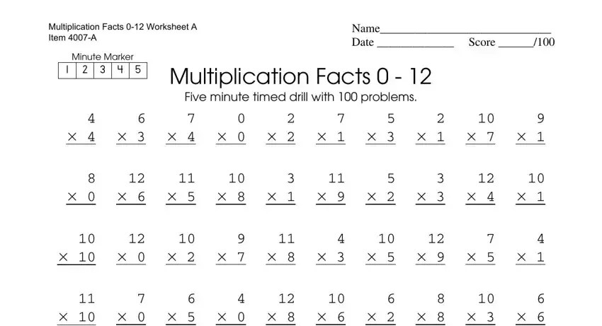 Multiplication Timed Test 0 12 ≡ Fill Out Printable PDF Forms Online Multiplication Timed Test 0 12 ≡ Fill Out Printable PDF Forms Online