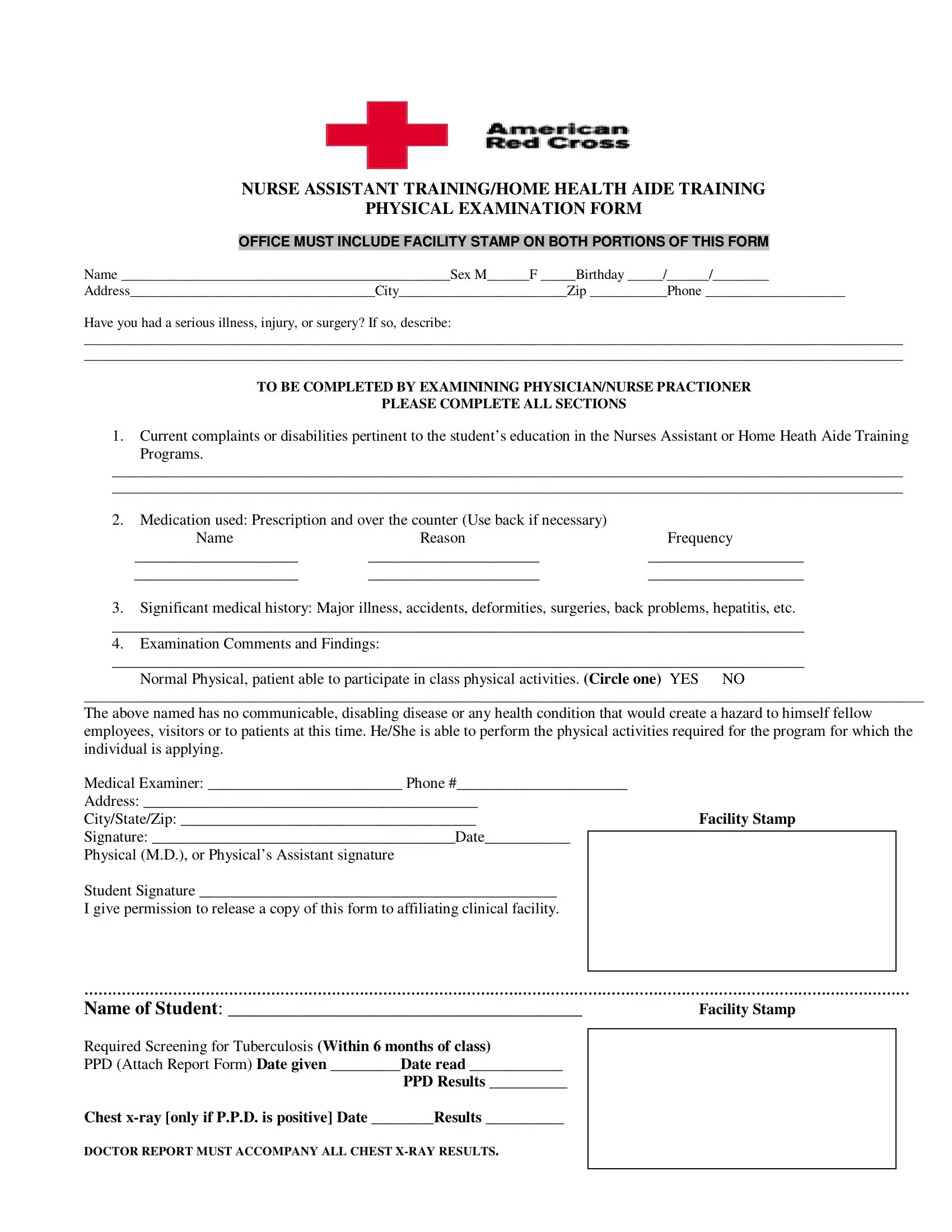 Nurses Assistant Physical Form ≡ Fill Out Printable PDF Forms Online