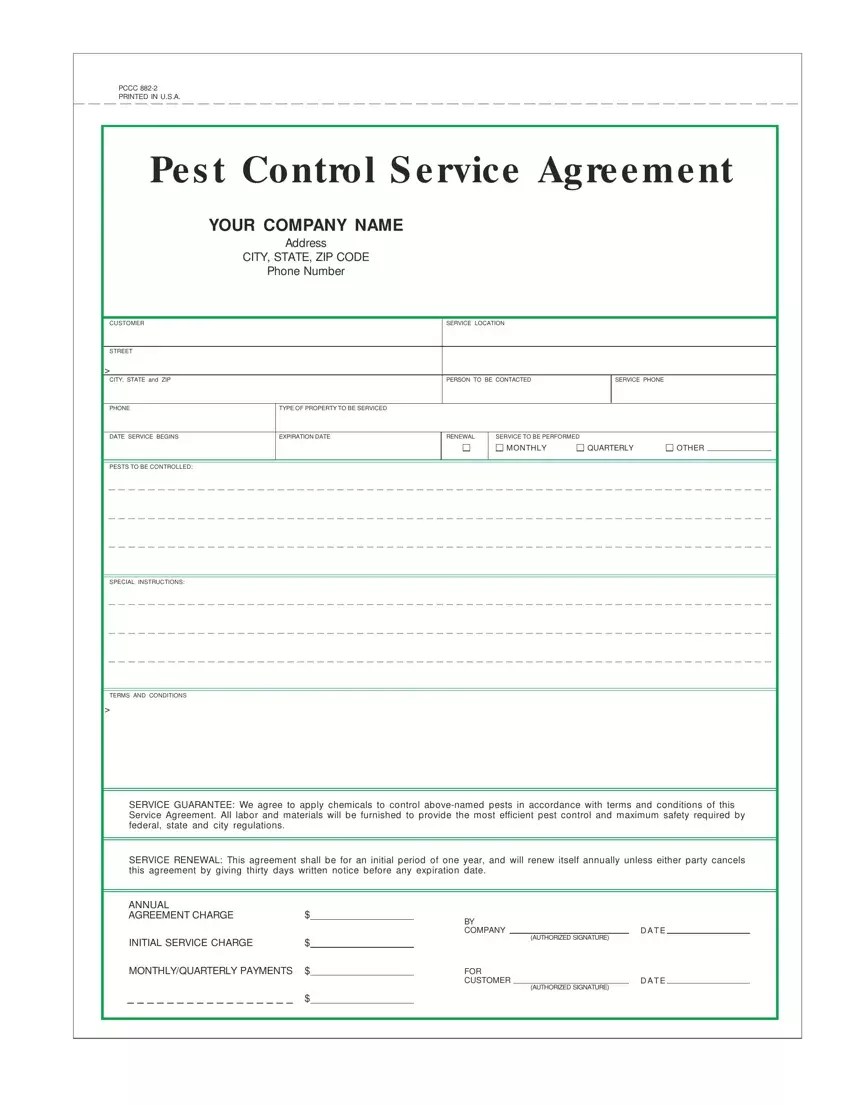 Pest Control Contract Template ≡ Fill Out Printable PDF Forms Online