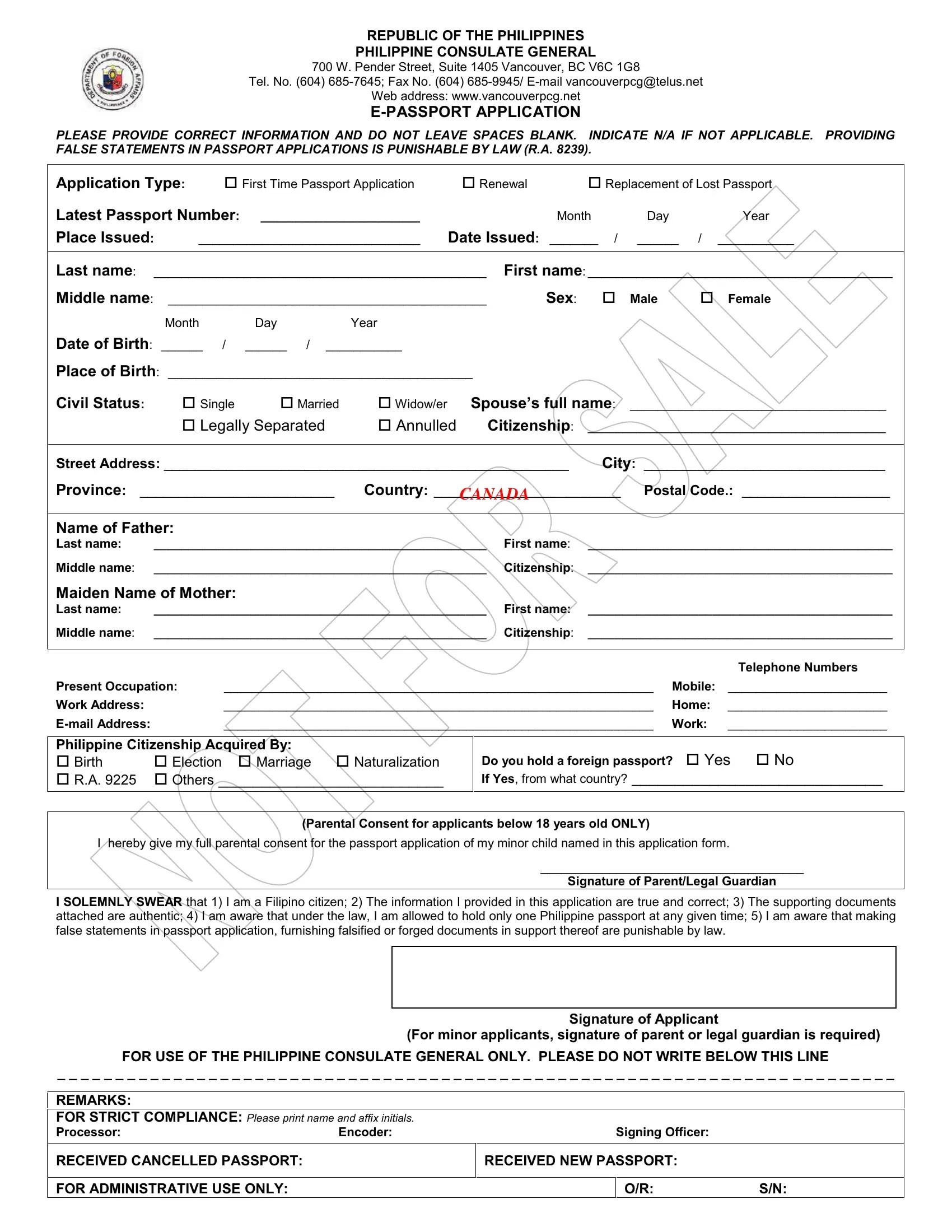 Philippine Consulate General PDF Form FormsPal