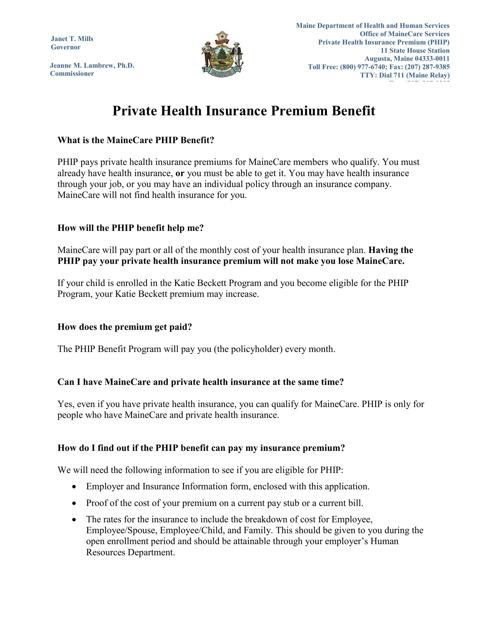 Phip Program Maine Form ≡ Fill Out Printable PDF Forms Online