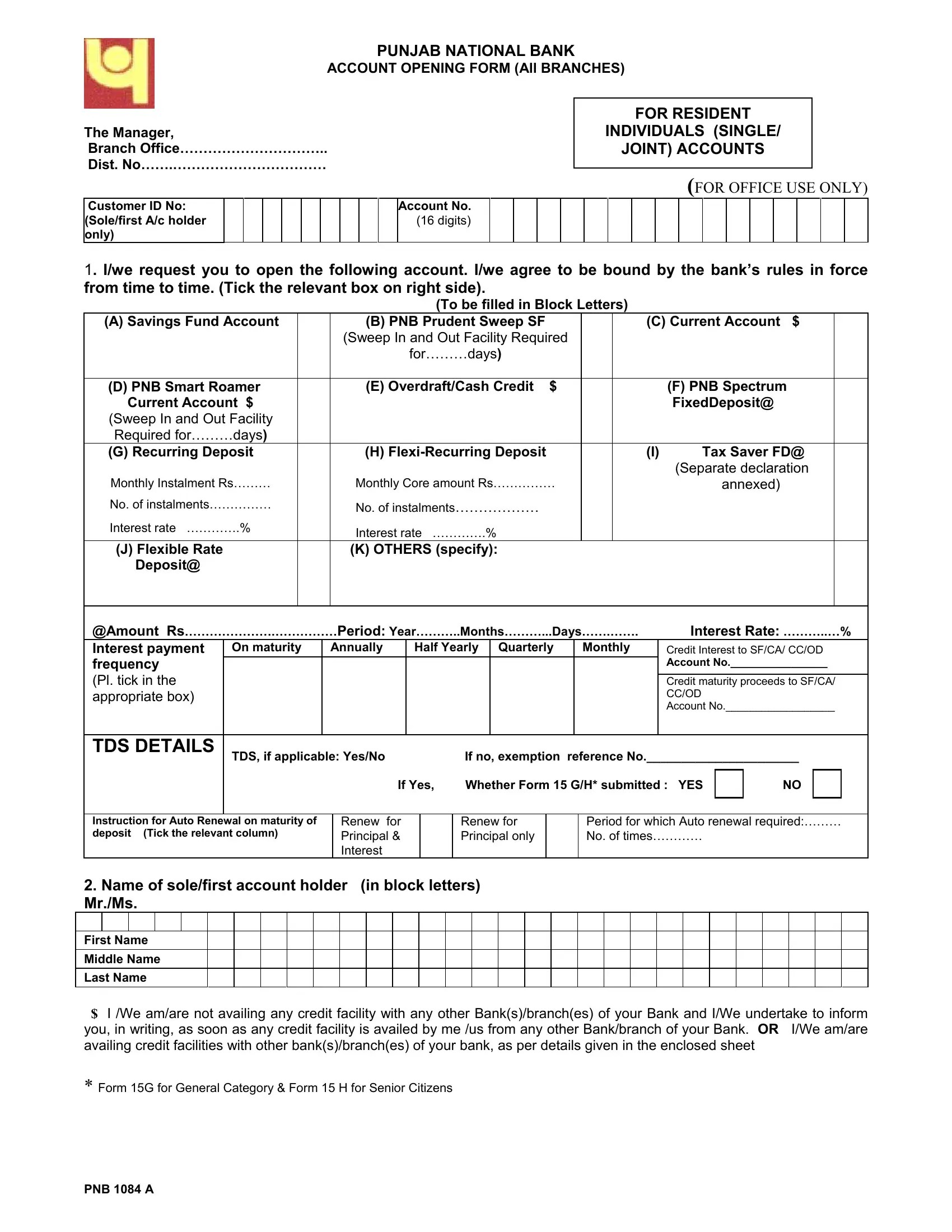 Pnb Account Form ≡ Fill Out Printable PDF Forms Online