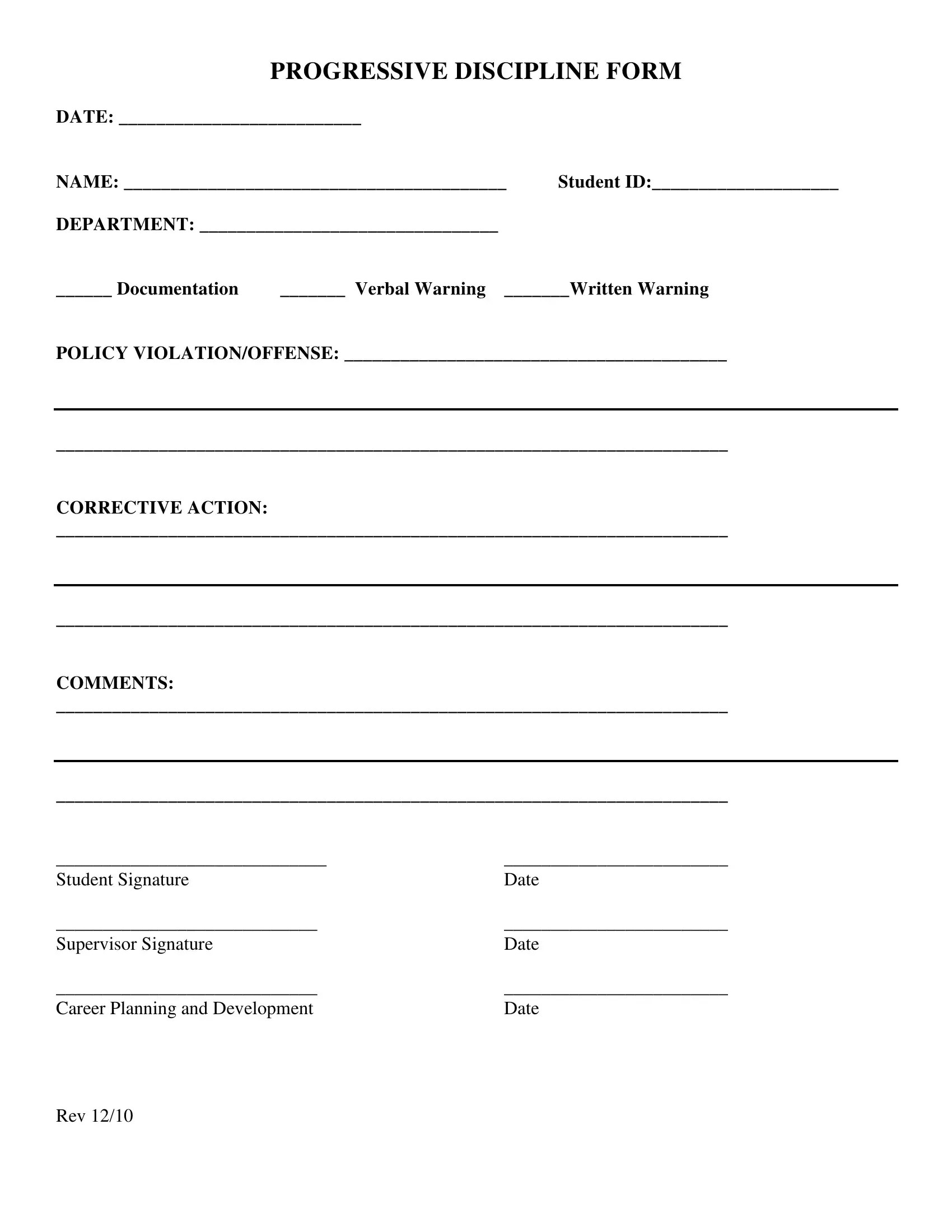 Progressive Discipline Form ≡ Fill Out Printable PDF Forms Online