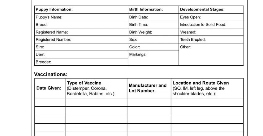 Puppy Health Record ≡ Fill Out Printable PDF Forms Online Puppy Health Record ≡ Fill Out Printable PDF Forms Online