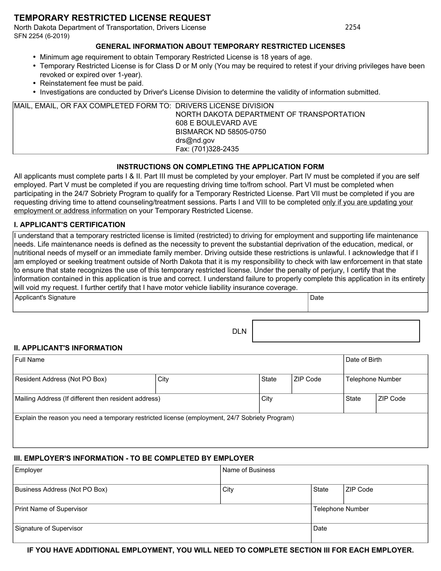 Restricted License Form ≡ Fill Out Printable PDF Forms Online