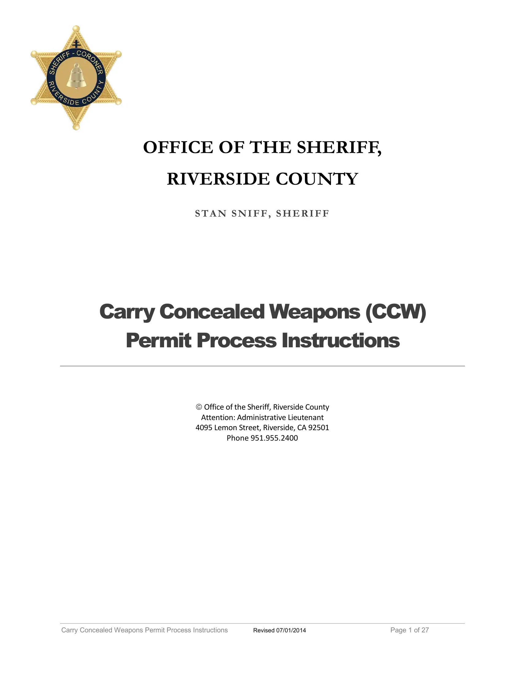Riverside County Ccw Form ≡ Fill Out Printable PDF Forms Online