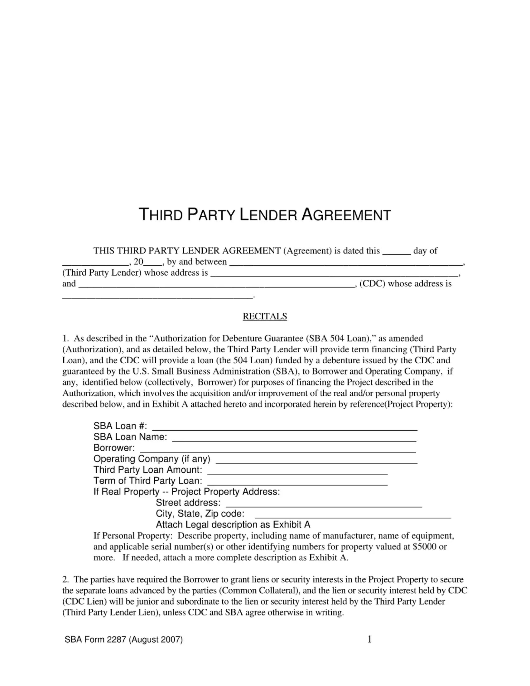 Sba Form 2287 ≡ Fill Out Printable PDF Forms Online