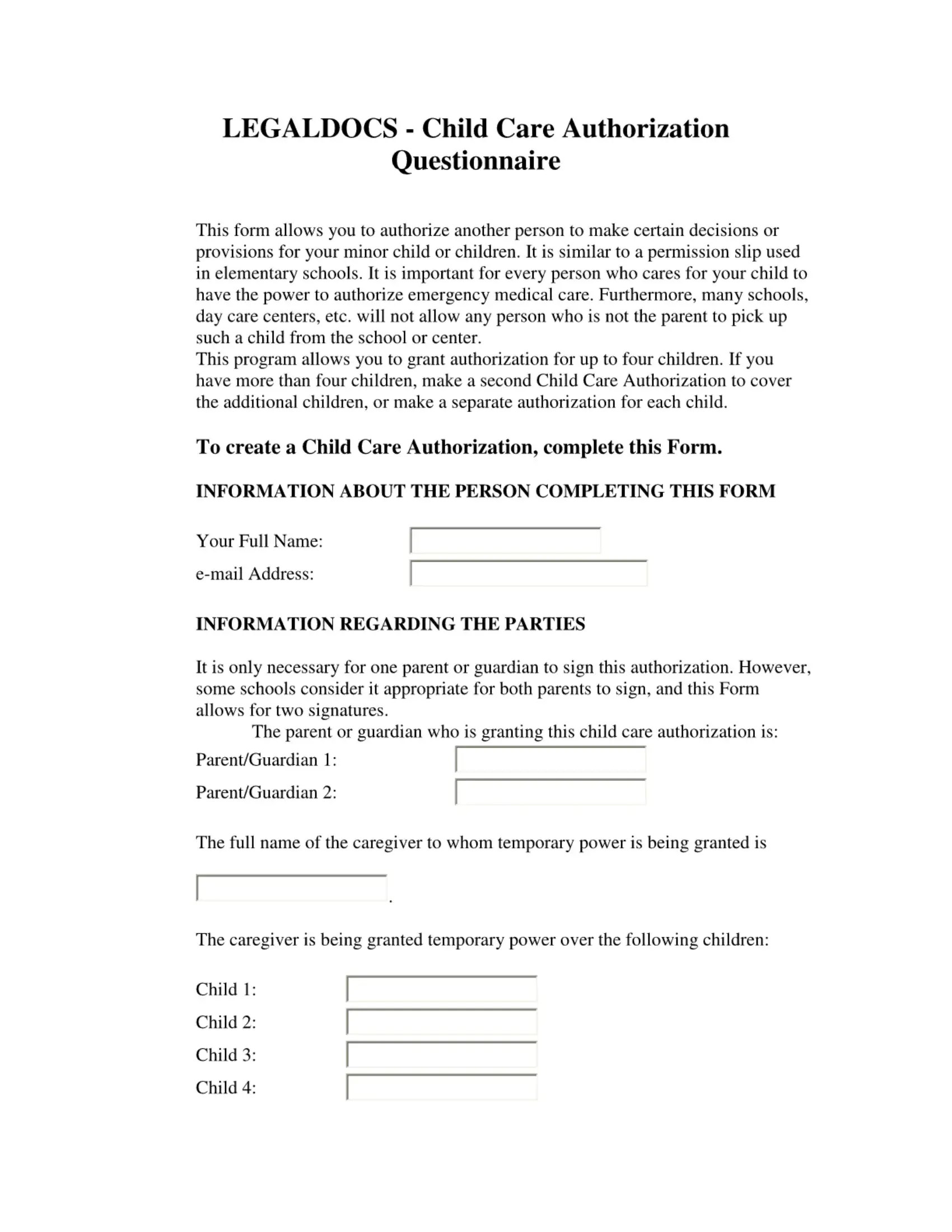 School Pick Up Authorization PDF Form FormsPal