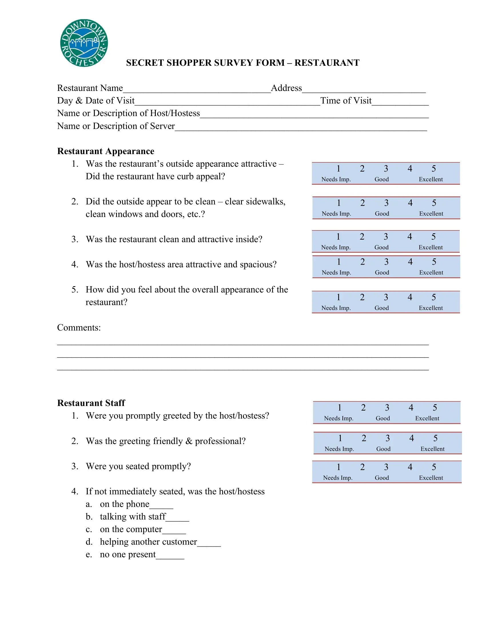 Secret Shopper Form ≡ Fill Out Printable PDF Forms Online