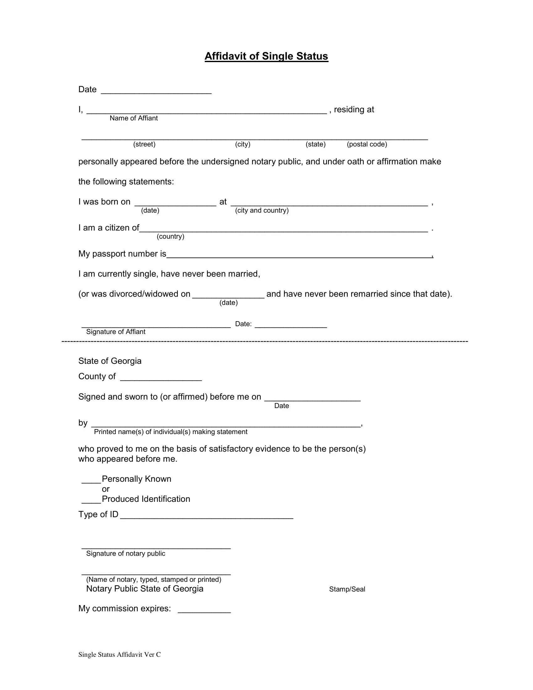 Single Status Form ≡ Fill Out Printable PDF Forms Online