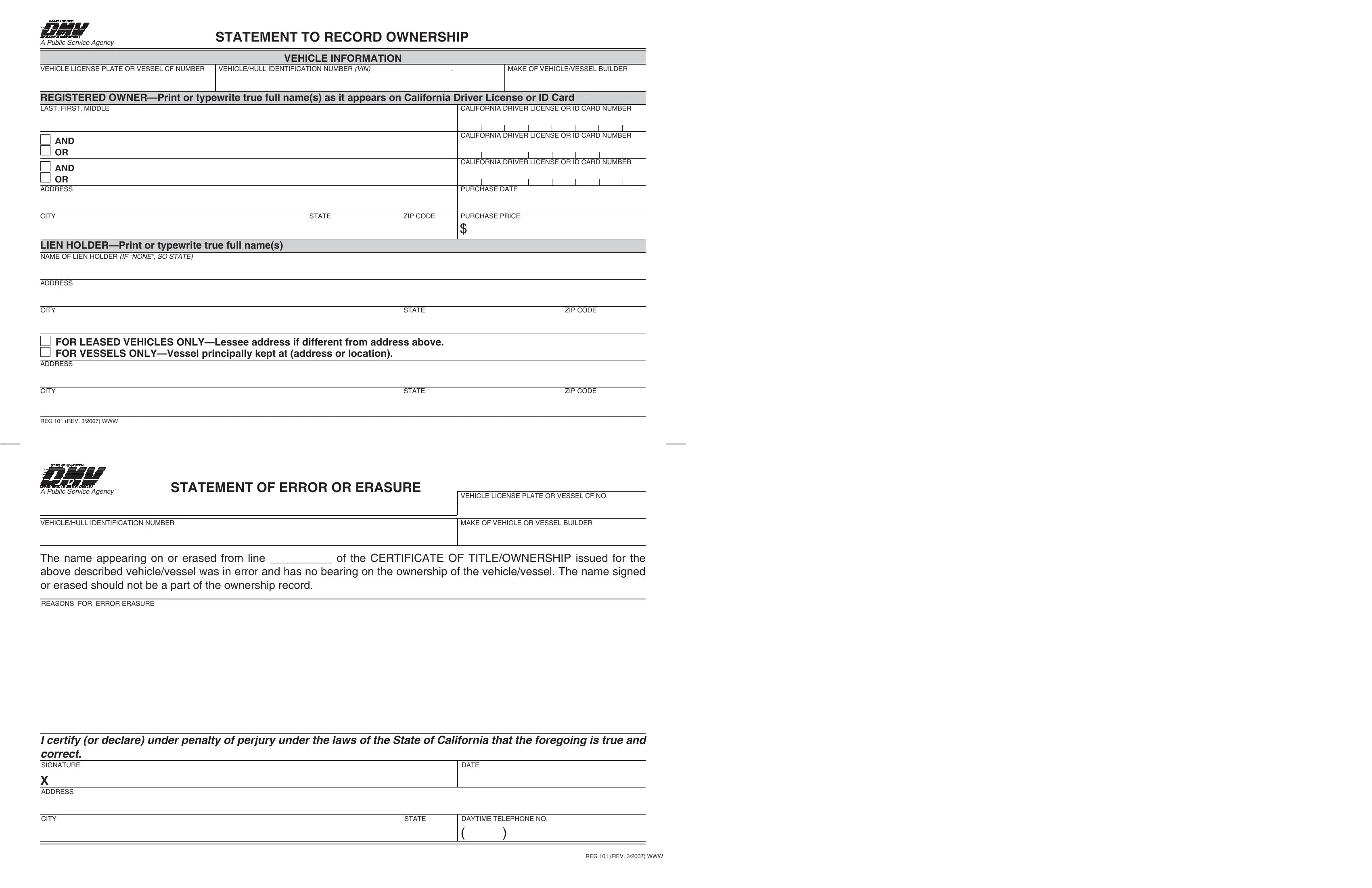Statement To Record Ownership PDF Form FormsPal
