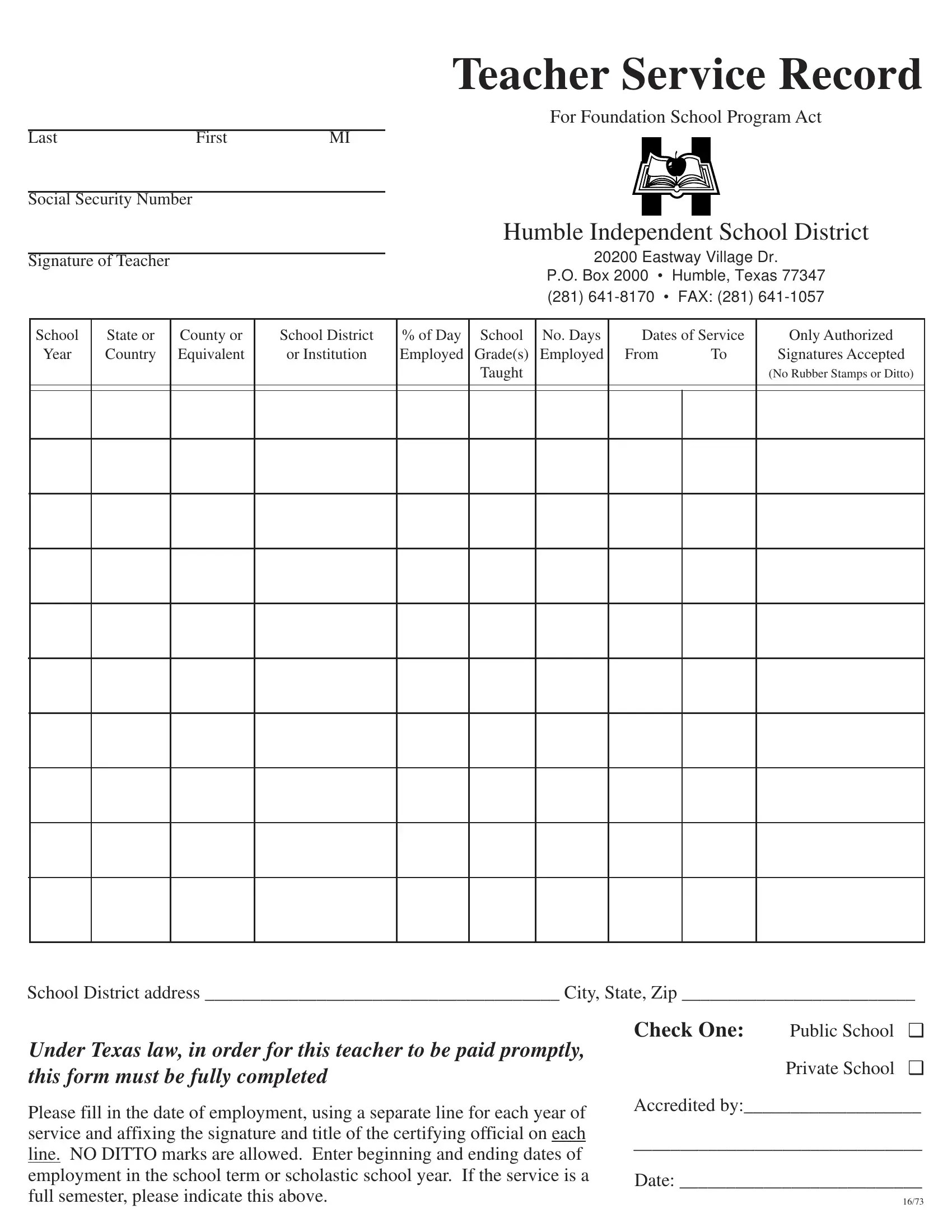 Teacher Service Record Sample PDF Form FormsPal