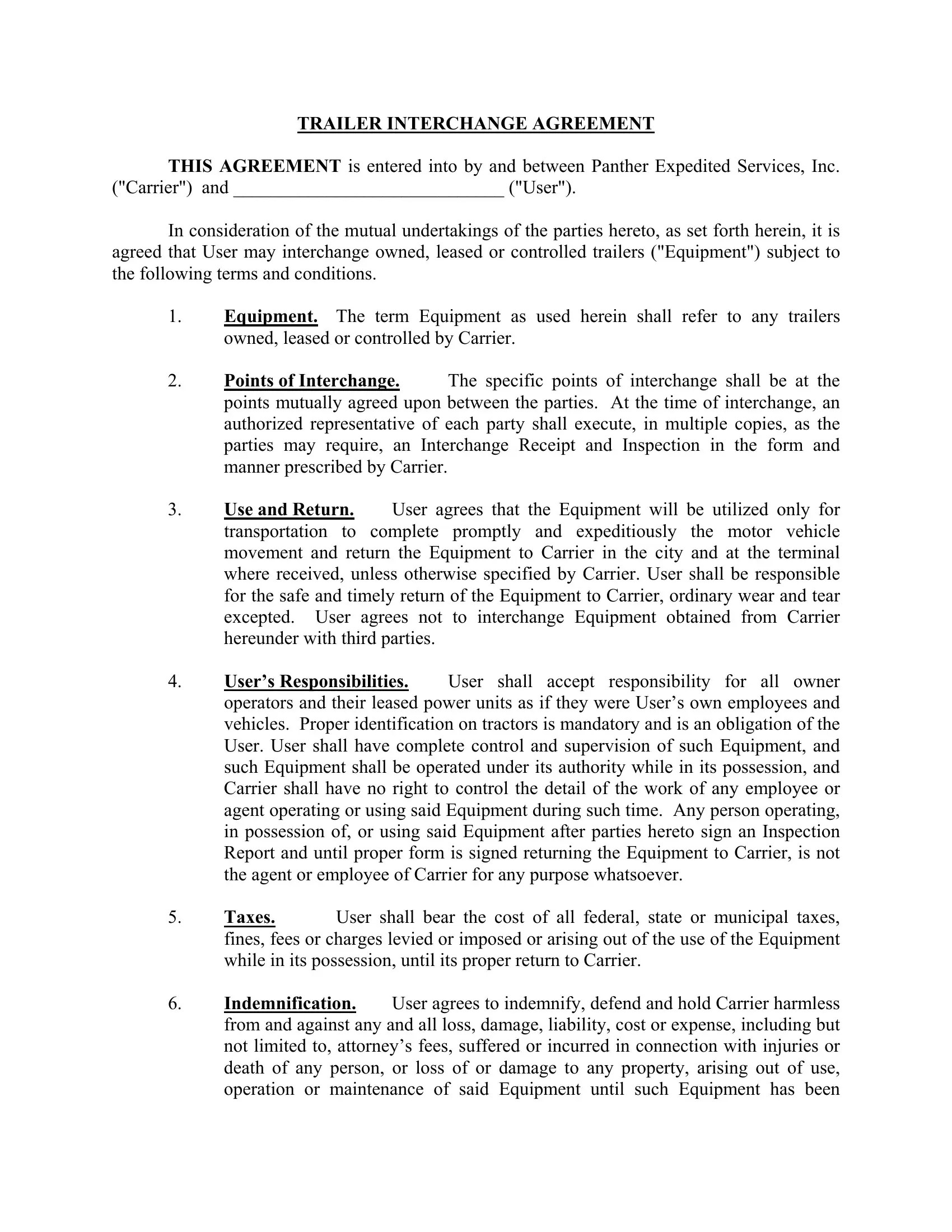 Trailer Interchange Agreement PDF Form FormsPal