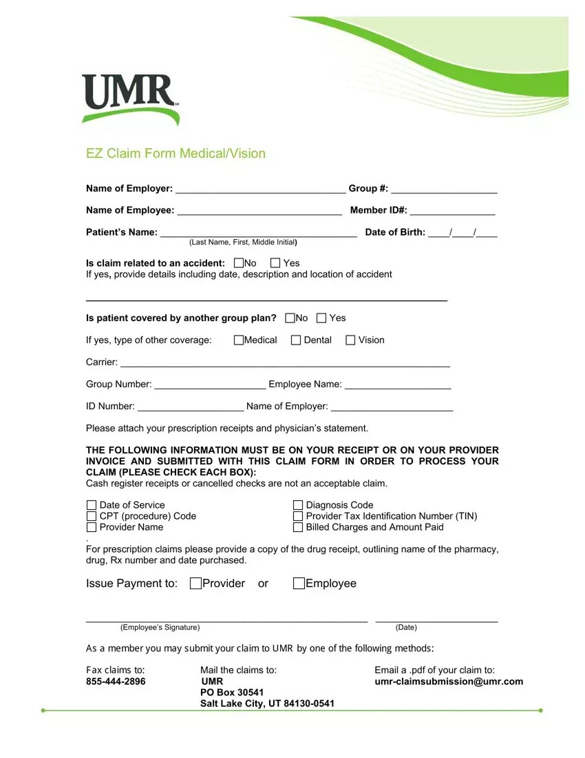 Umr Ez Claim ≡ Fill Out Printable PDF Forms Online