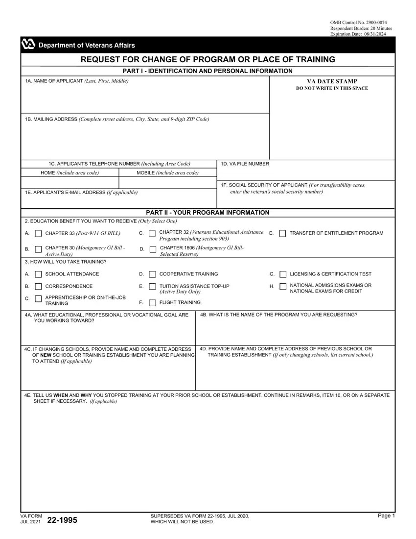 VA Form 221995 ≡ Fill Out Printable PDF Forms Online