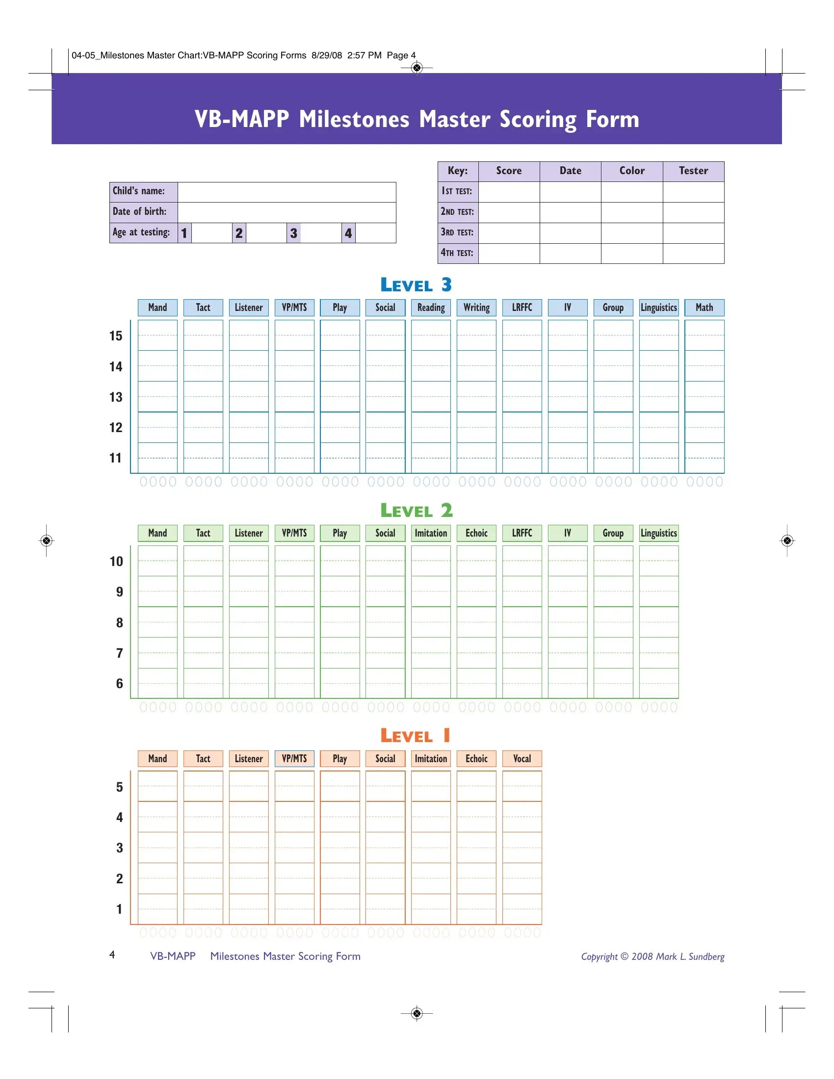 Vb Mapp Scoring Form ≡ Fill Out Printable PDF Forms Online