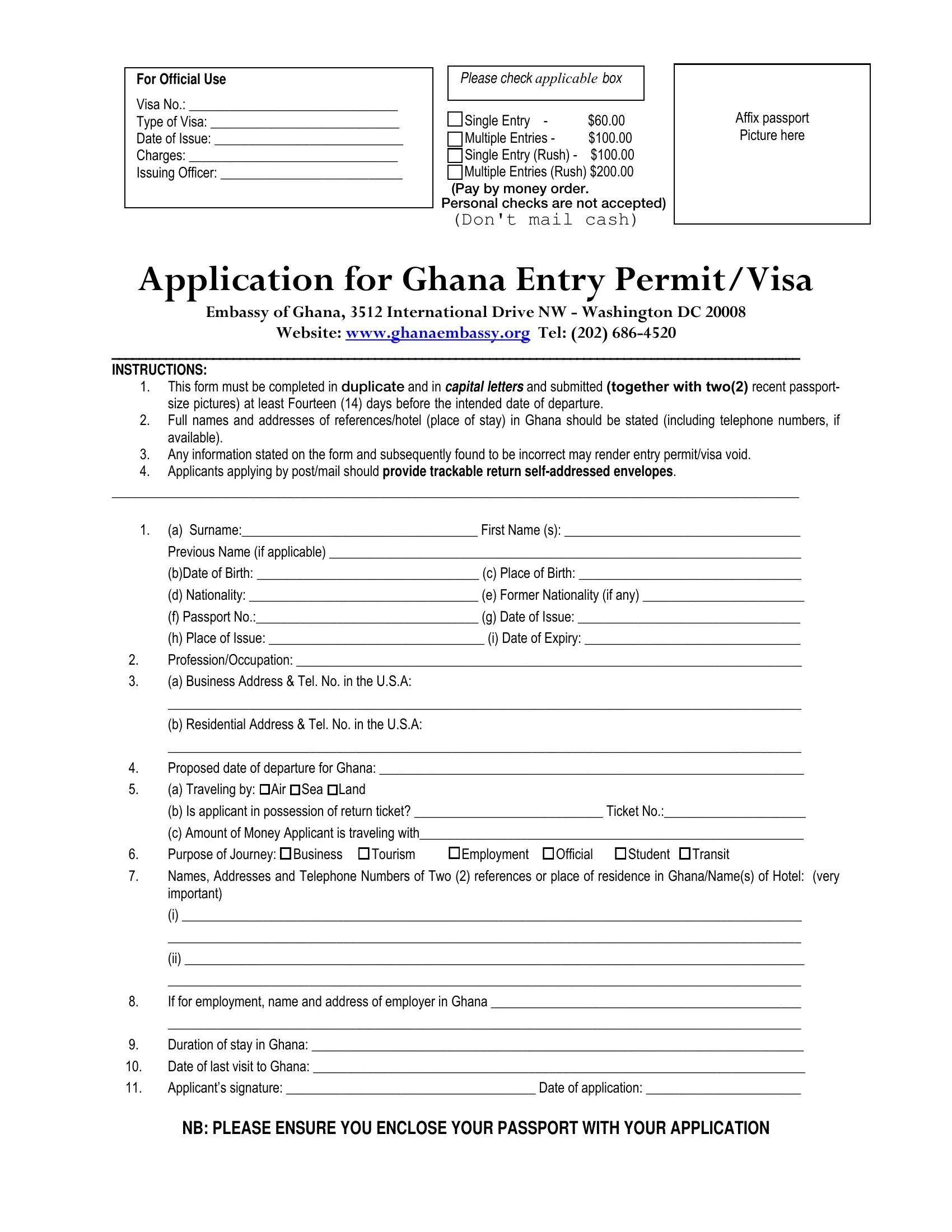 Visa Application Ghana Form ≡ Fill Out Printable PDF Forms Online