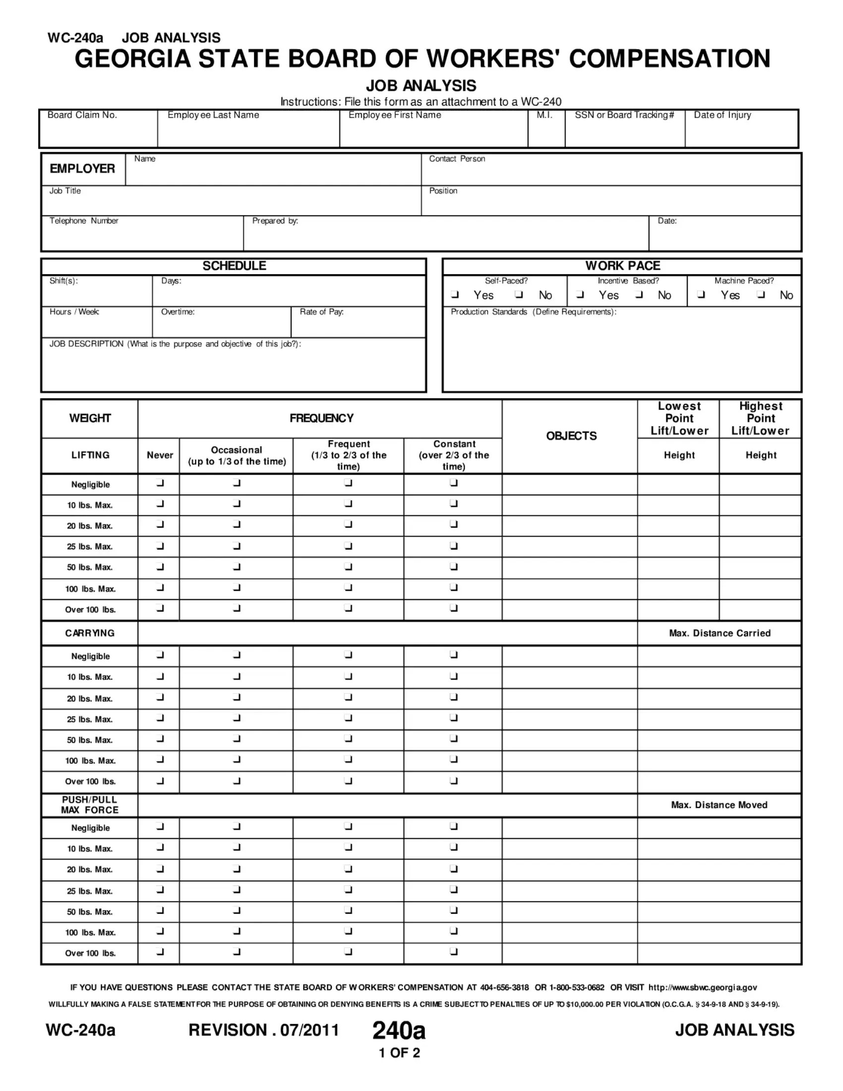 Wc 240A Form ≡ Fill Out Printable PDF Forms Online