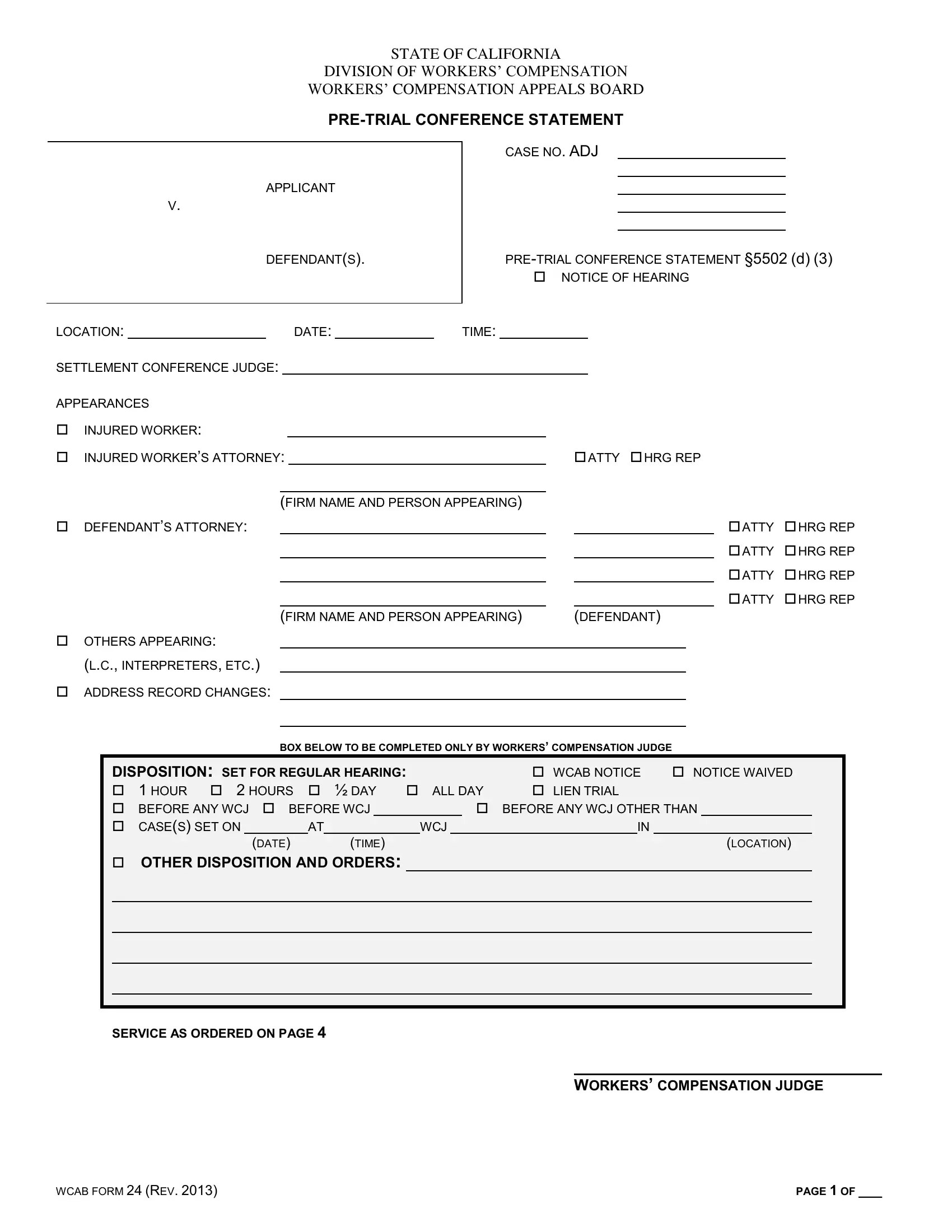 Wcab Form 24 ≡ Fill Out Printable PDF Forms Online