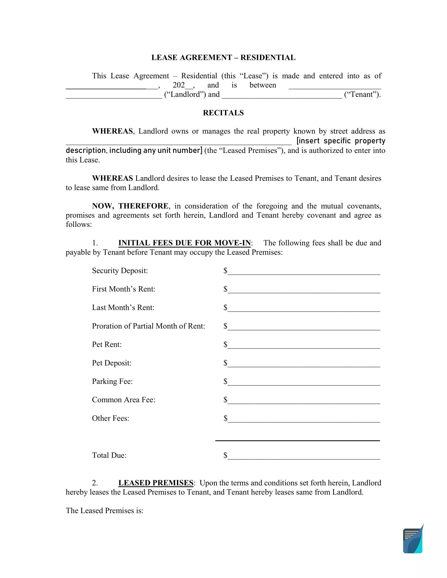 Building Lease Agreement Template