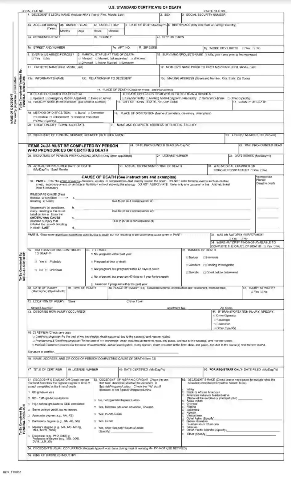 CDC US Standard Certificate of Death ≡ Fill Out PDF Forms Online