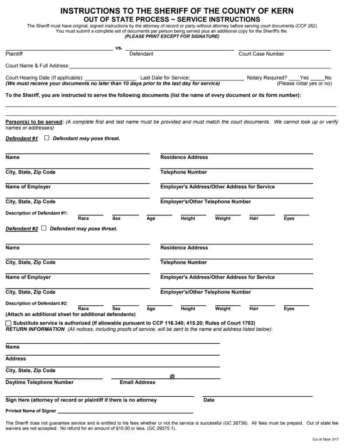 Kern County Sheriff Restraining Order Form ≡ Fill Out PDF Forms Online