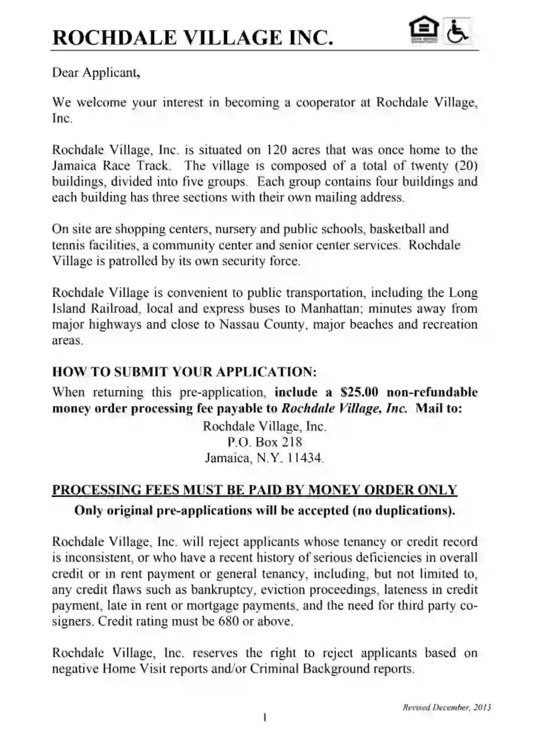 Rochdale Village Application ≡ Fill Out Printable PDF Forms Online