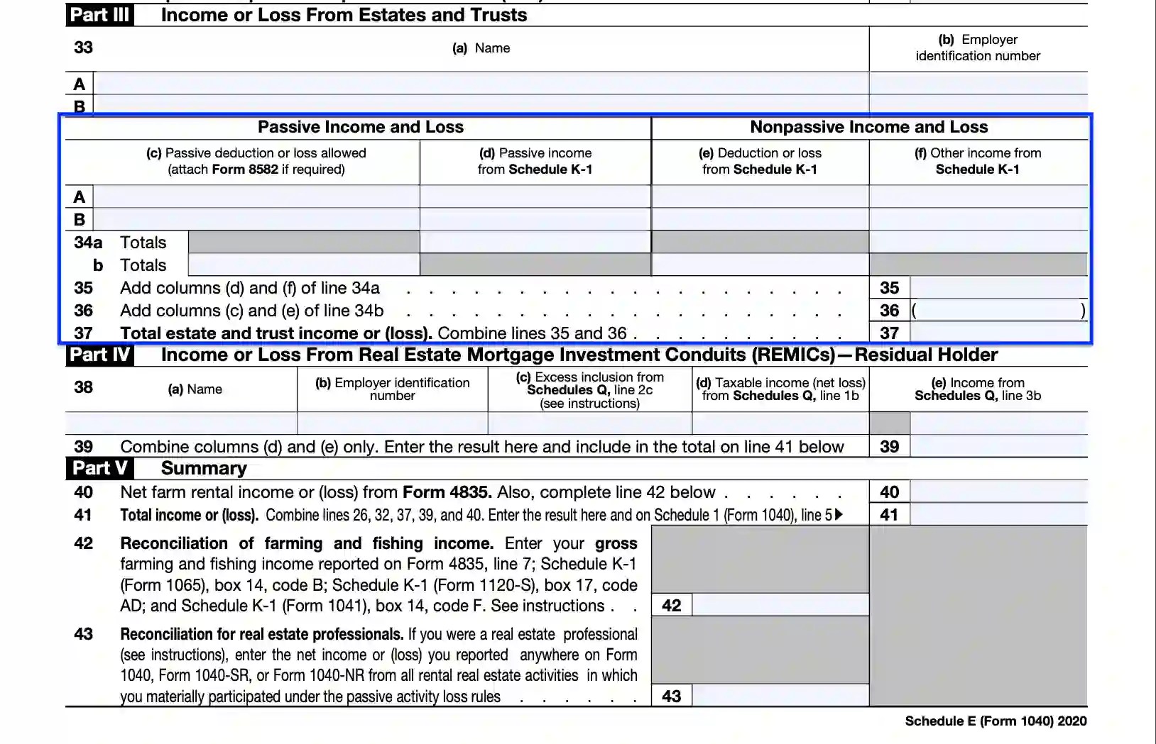 IRS Schedule E Form 1040 ≡ Fill Out Printable PDF Forms