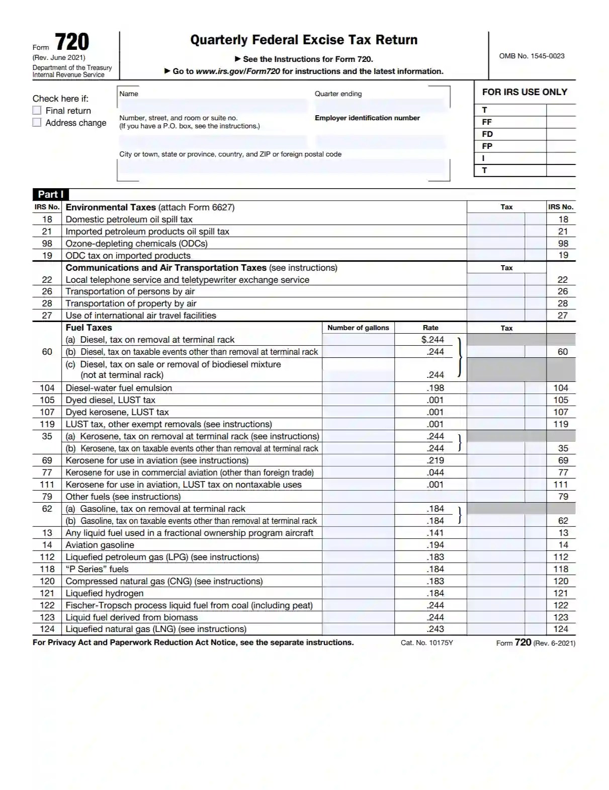 2023 Form 720 - Printable Forms Free Online