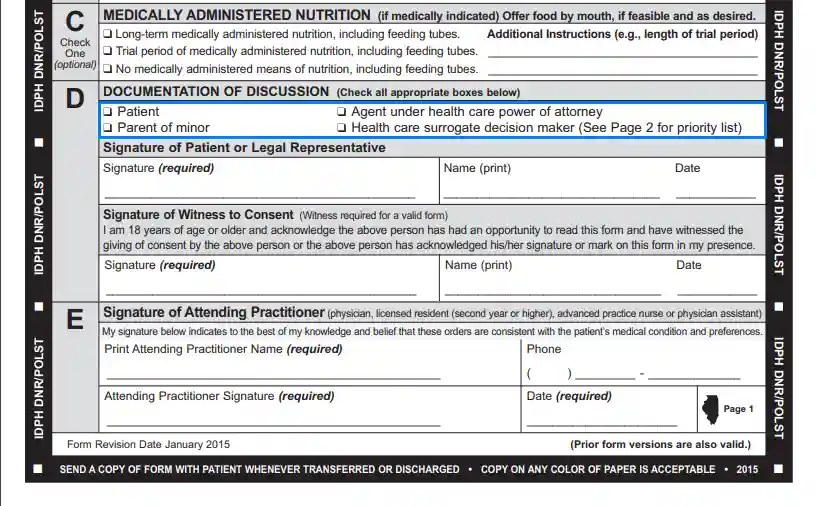 Illinois DNR Form IL Do Not Resuscitate Order Template