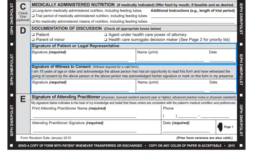 Illinois DNR Form IL Do Not Resuscitate Order Template