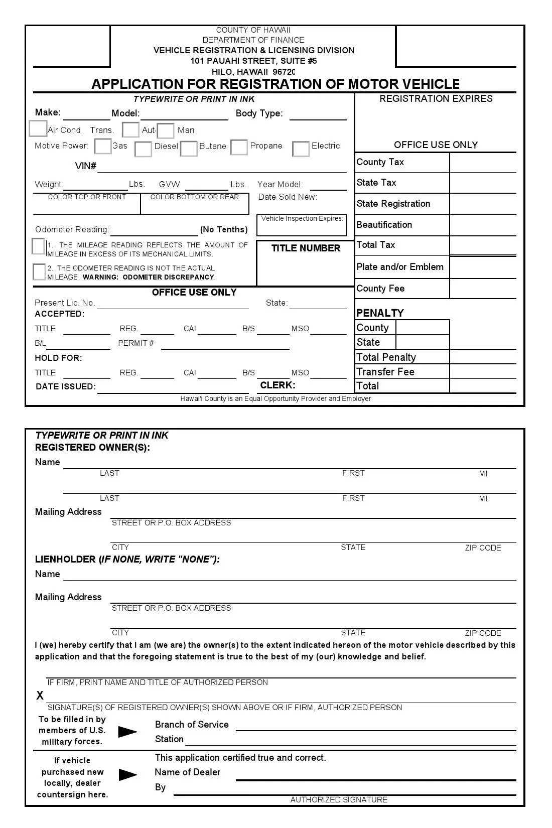 Free Hawaii Bill of Sale Forms (PDF) FormsPal
