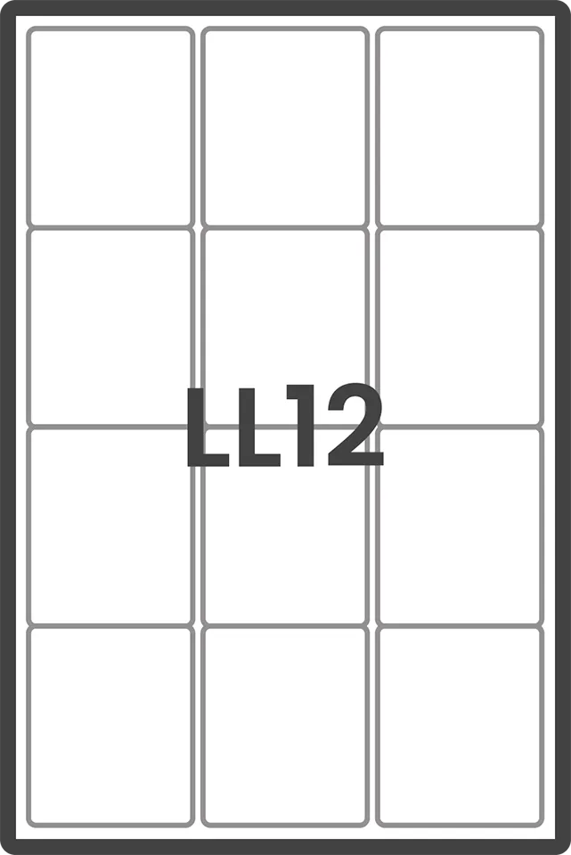 Diecut laser label LL12 A4 Sheet 12 Labels