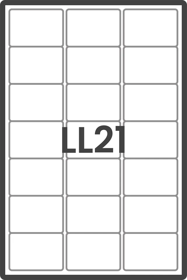 Diecut laser label LL21 A4 Sheet 21 Labels
