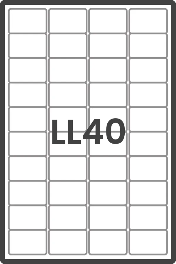 Diecut laser label LL40 A4 Sheet 40 Labels