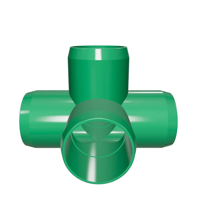 1 in. 5Way Furniture Grade PVC Cross Fitting Green FORMUFIT