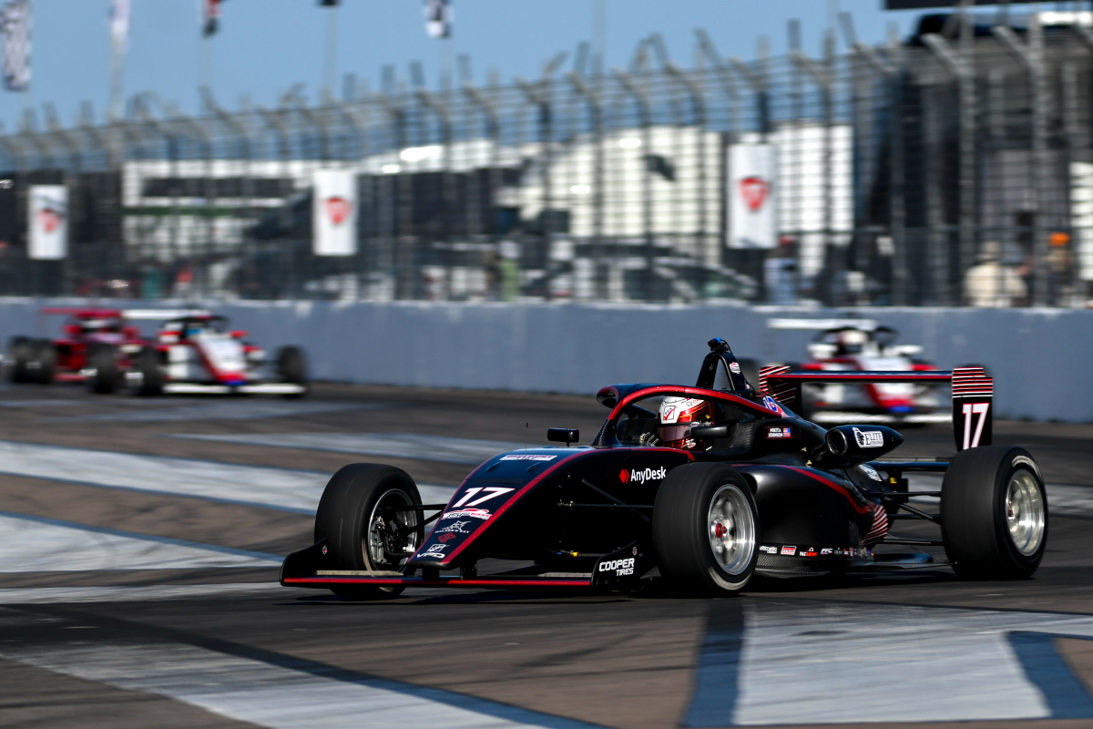 Nikita Johnson gets first USF2000 win aged 14 on St. Petersburg streets