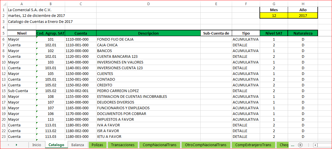 Contabilidad Electrónica en Excel Formulas Excel Contabilidad Electrónica en Excel Formulas Excel
