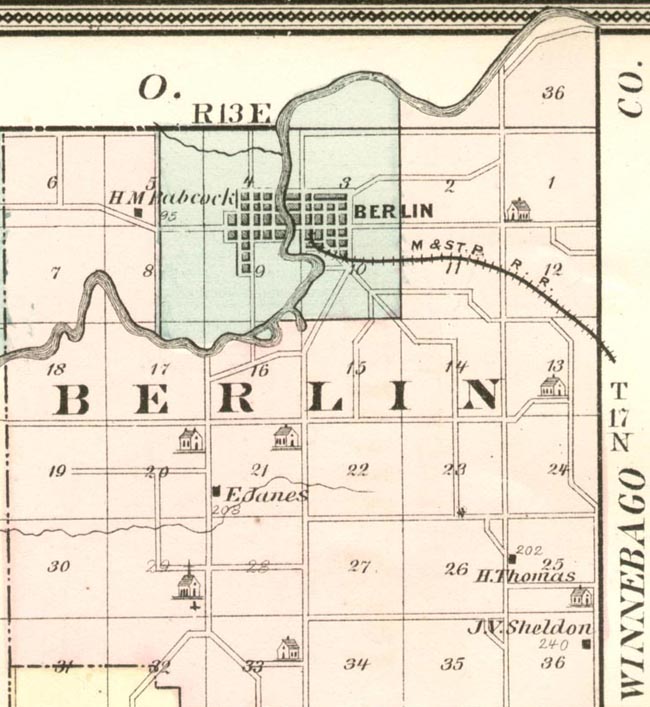 Berlin Township, Wisconsin Map 1878