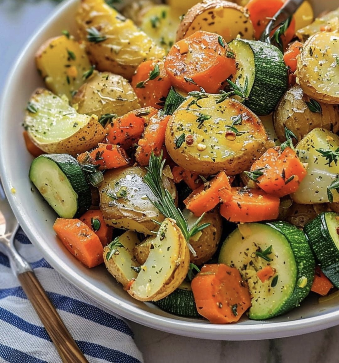 Garlic Herb Roasted Potatoes Carrots and Zucchini fornei