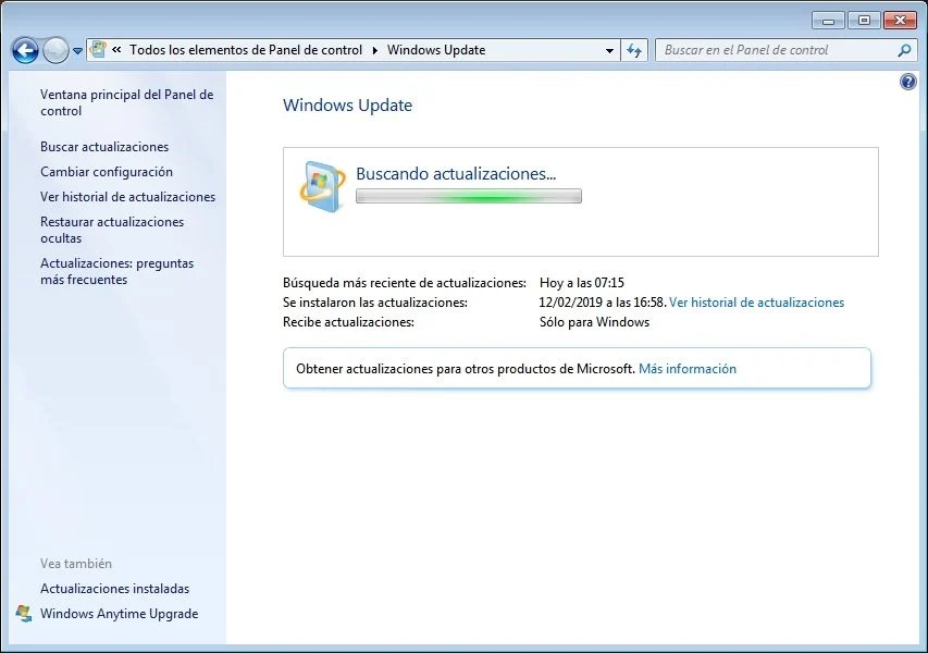 Código de error 80072efe, no puedo actualizar en windows 7 Sistemas